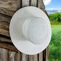 White Straw Sun Hat with Bow | HaT Classic Summer Hat | One Size Beach & Garden Hat