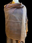 Handwoven Ethiopian Cotton Shawl – Gray with Orange Fringe