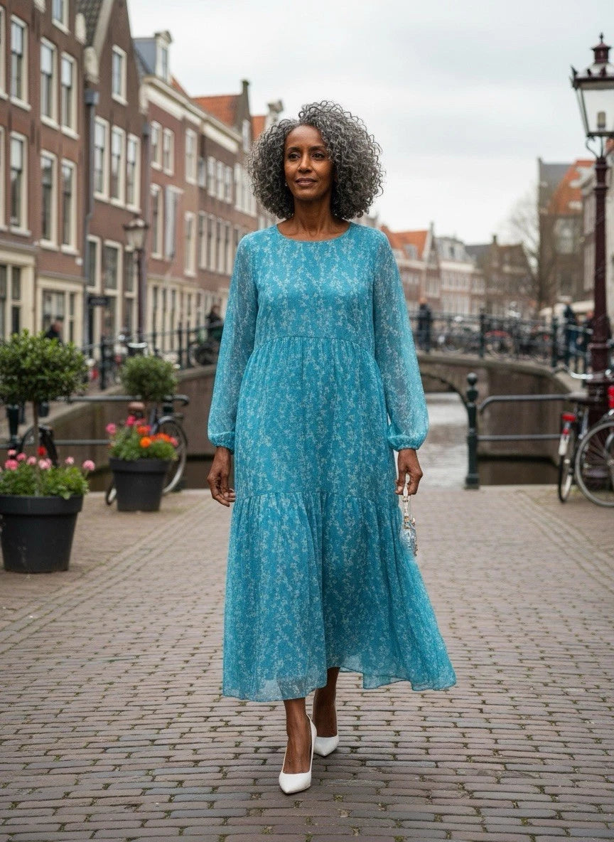 Made in Italy Flowing Maxi Dress – Sky Blue