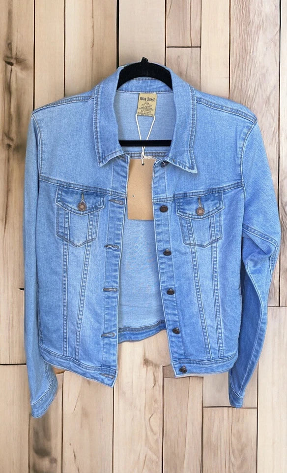 M Ethiopian cross design art denim jacket