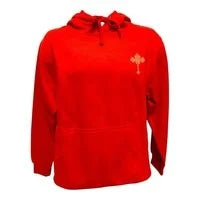 Red Ethiopian Cross Hoodie | Unisex Cotton Blend Pullover | Size Small Winter Hoodie