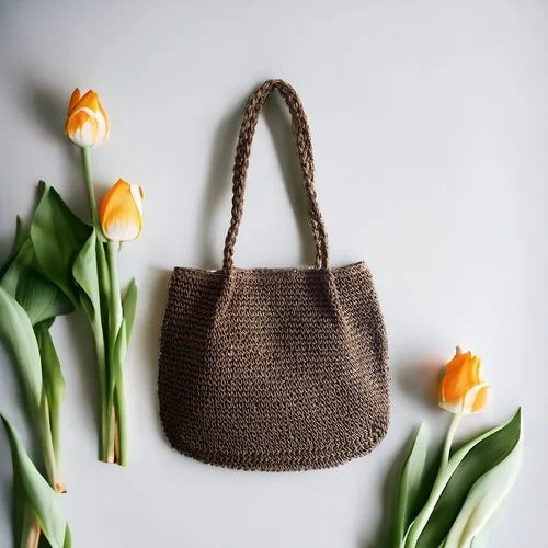 Straw Woven Summer Tote Bag Beach Fashion Handbag Shoulder Purse