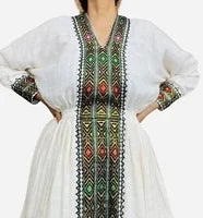 Wello Habesha Kemis | Handmade Ethiopian Cotton Dress | Multi-Color Traditional Women's Dress