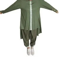 Womens ethiopian linen blends suit  long shirt loose pants