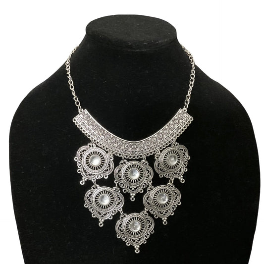 Silver Metal Necklace | Chunky Silver Chain Necklace | Modern Layering Jewelry