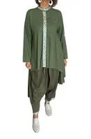 Womens ethiopian linen blends suit  long shirt loose pants
