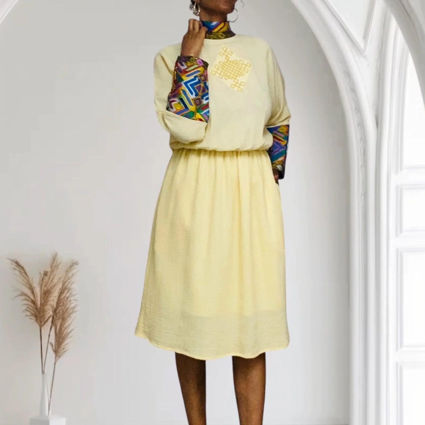 SELAM Modern Ethiopian Dress | Made in LA | Premium Cotton Cultural Midi Dress