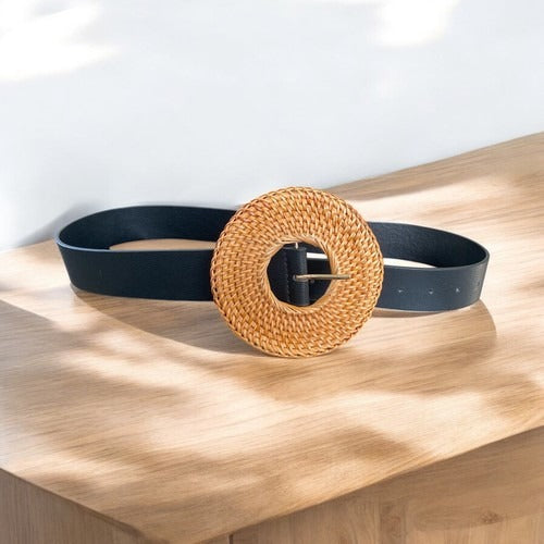 Women's Black Dress Belt | Slim Waist Belt for Dresses | Adjustable Elegant Belt