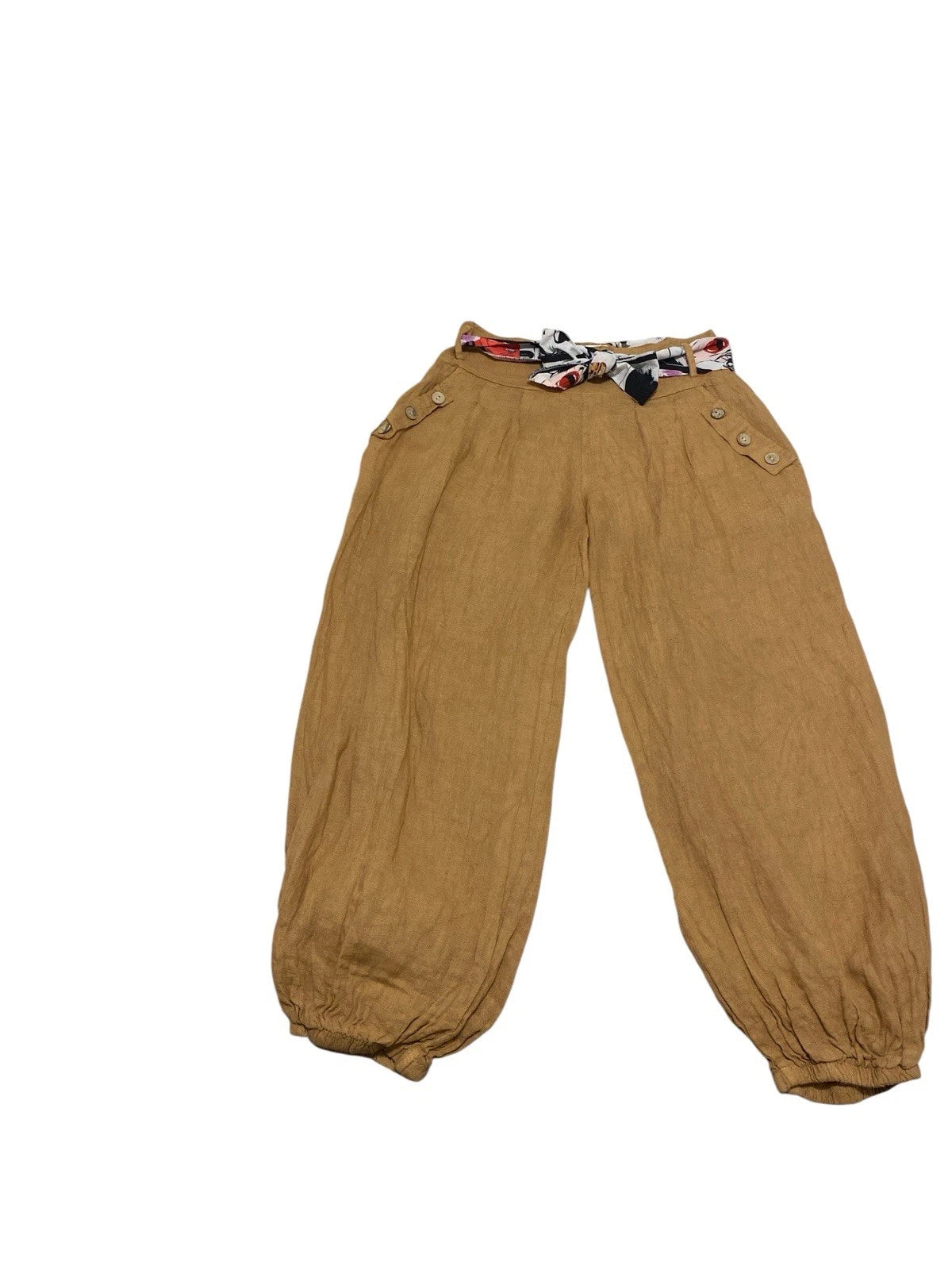 Made in Italy Linen Drawstring Pants – Camel Brown