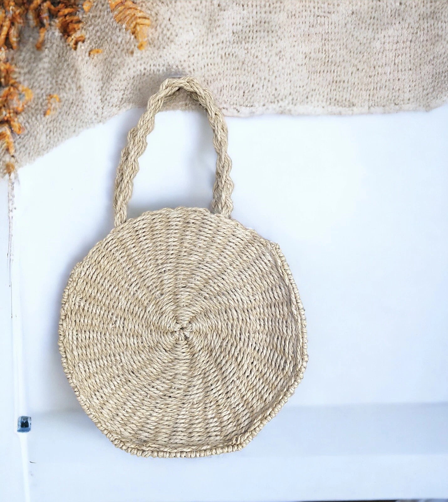 A Round Straw Bag