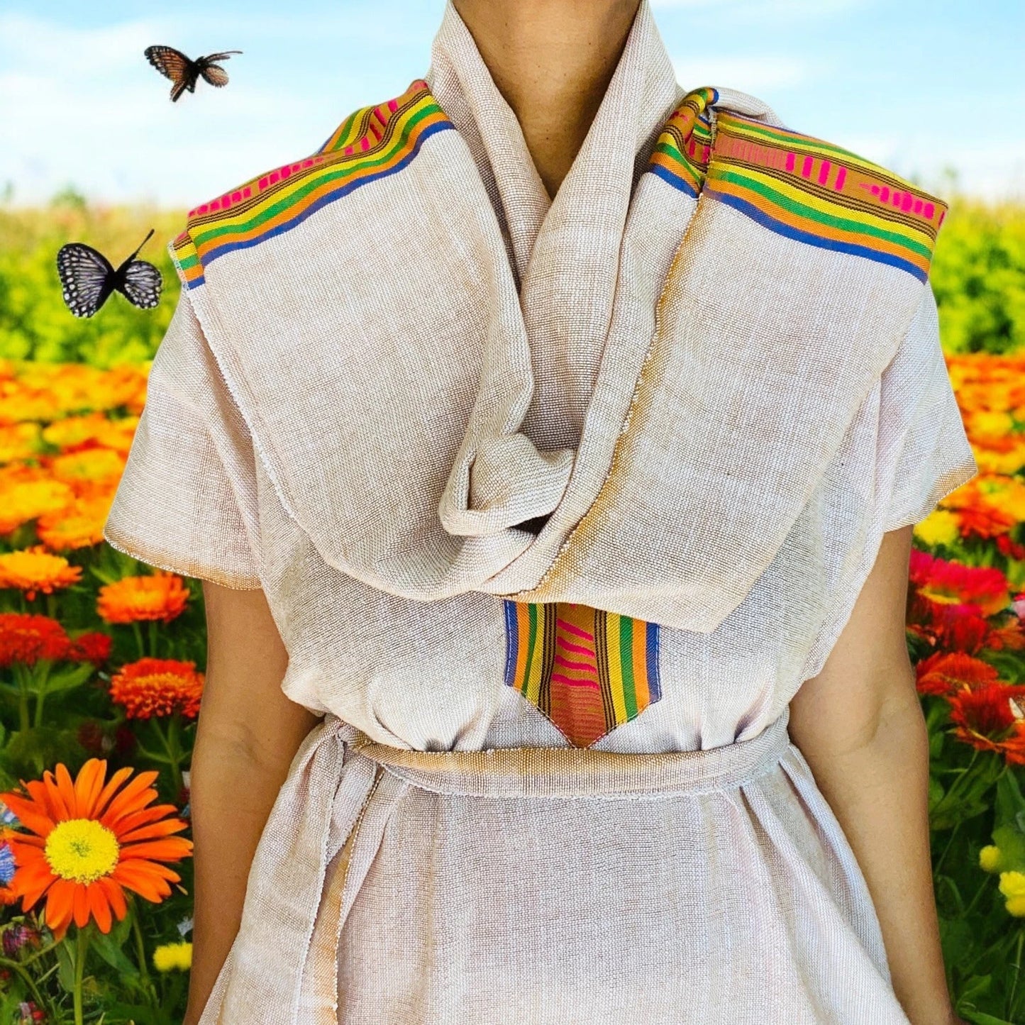 Traditional Ethiopian Dress – Gold Tibeb Habesha Kemis
