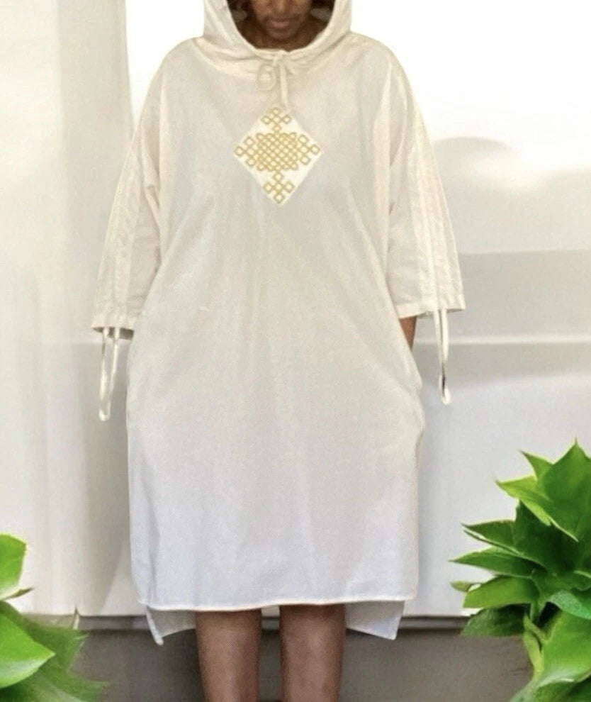 ITALIAN COTTON DRESS SHIRT WITH ETHIOPIAN CROSS DESIGN