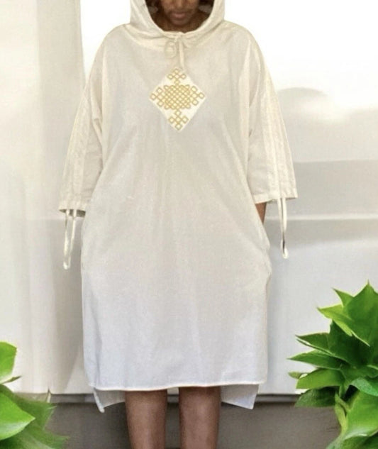 ITALIAN COTTON DRESS SHIRT WITH ETHIOPIAN CROSS DESIGN
