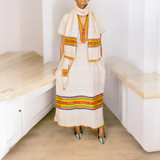 Traditional Ethiopian Dress – Gold Tibeb Habesha Kemis
