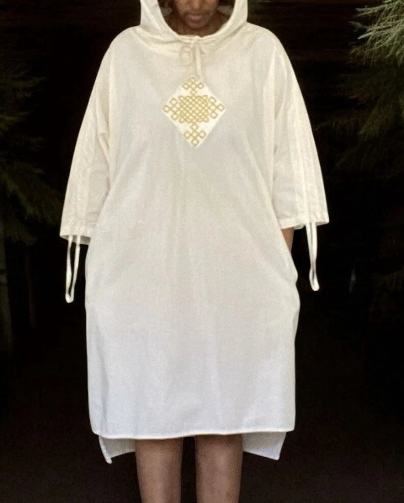 ITALIAN COTTON DRESS SHIRT WITH ETHIOPIAN CROSS DESIGN