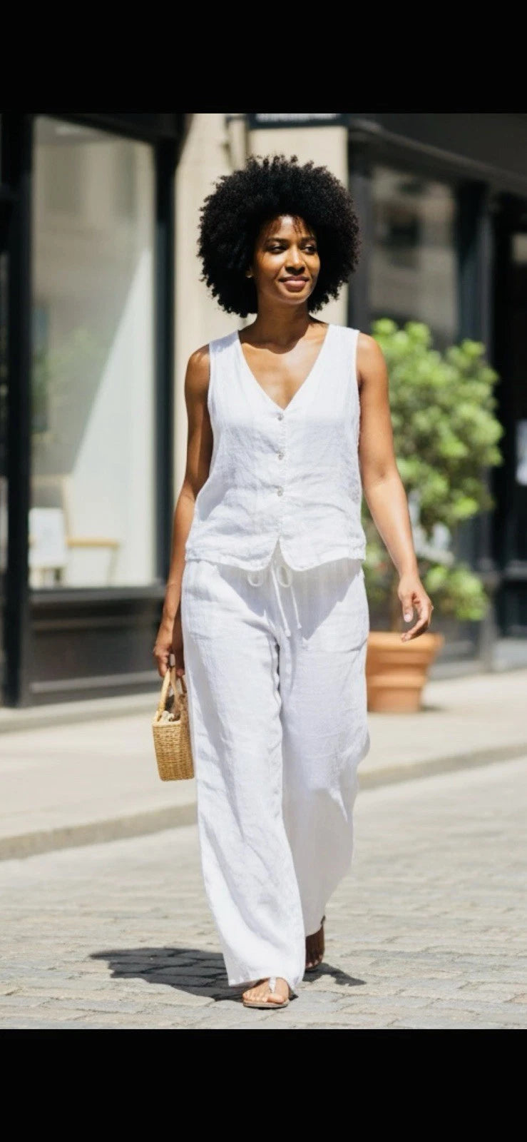 100% PURE ITALIAN LINEN VEST 2 PC SET