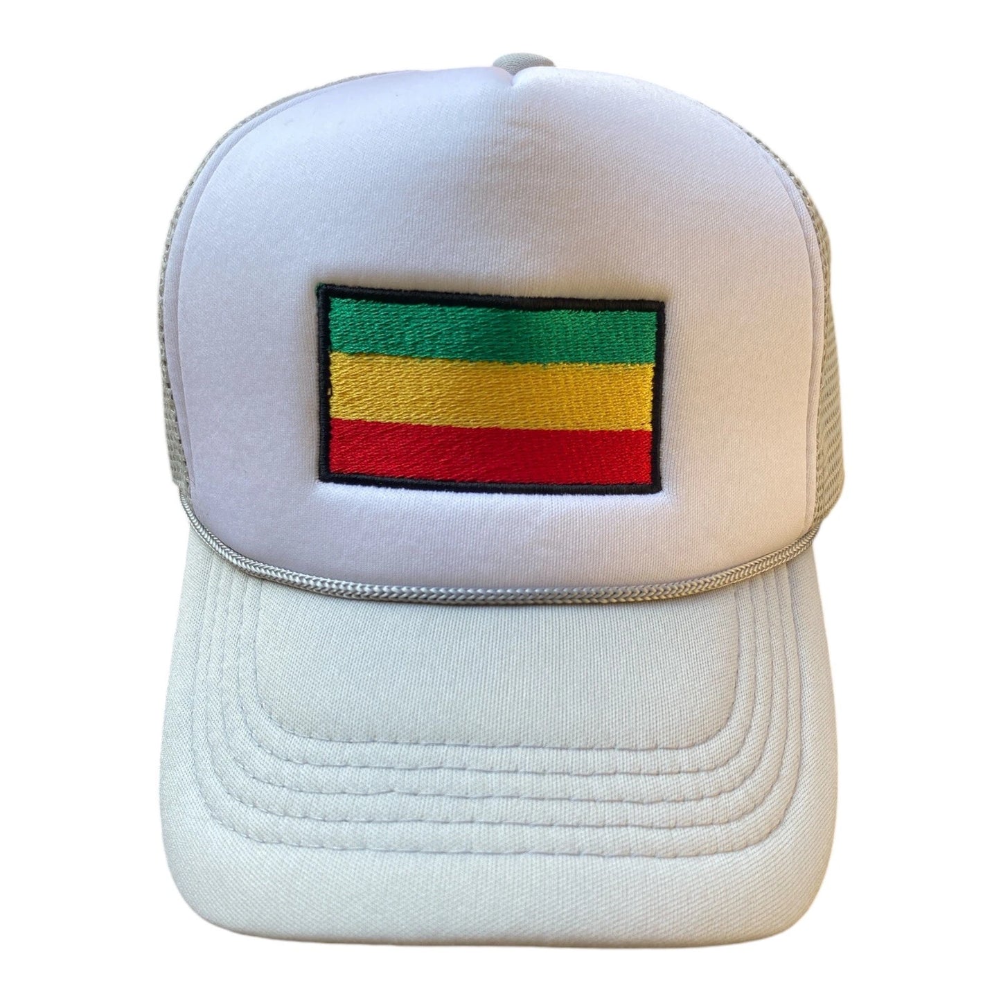 Ethiopian flag baseball cup gray and white