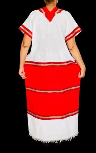 Traditional Ethiopian Dress – Red Tibeb Habesha Kemis