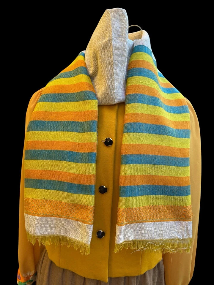 Premium Ethiopian Handwoven Cotton Scarf – Multicolor Tibeb Design