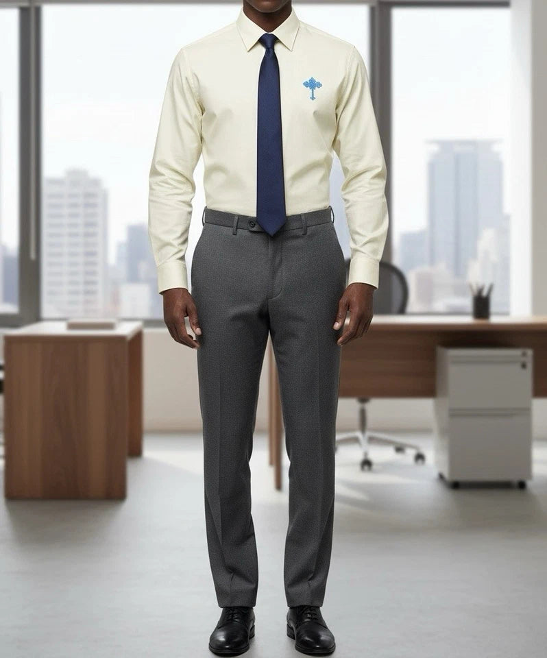 Men’s Dress Shirt with Ethiopian cross Embroidered