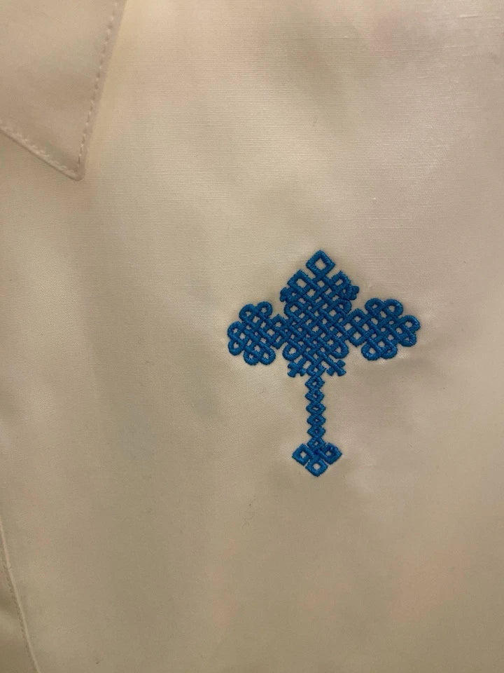 Men’s Dress Shirt with Ethiopian cross Embroidered