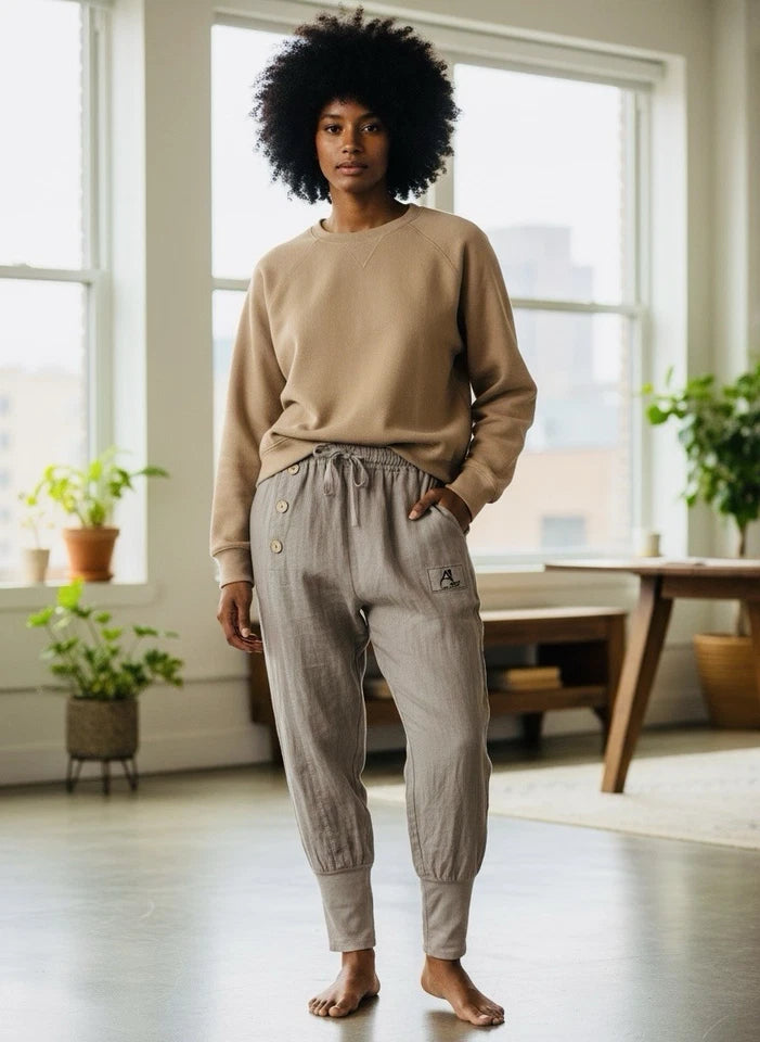 Women's Italian Linen Relaxed Fit Pants – Natural Beige